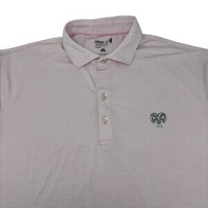 Johnnie-O Performance Mens Large Pink Striped Short Sleeve Golf Polo Shirt